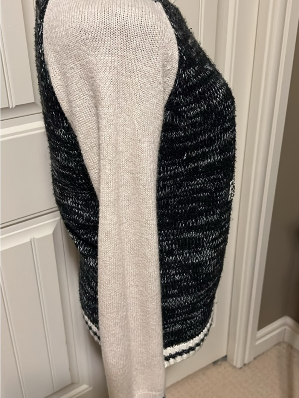 Vero Moda Black & Cream Rhinestone 'A' Raglan Sweater - Picture 5 of 6